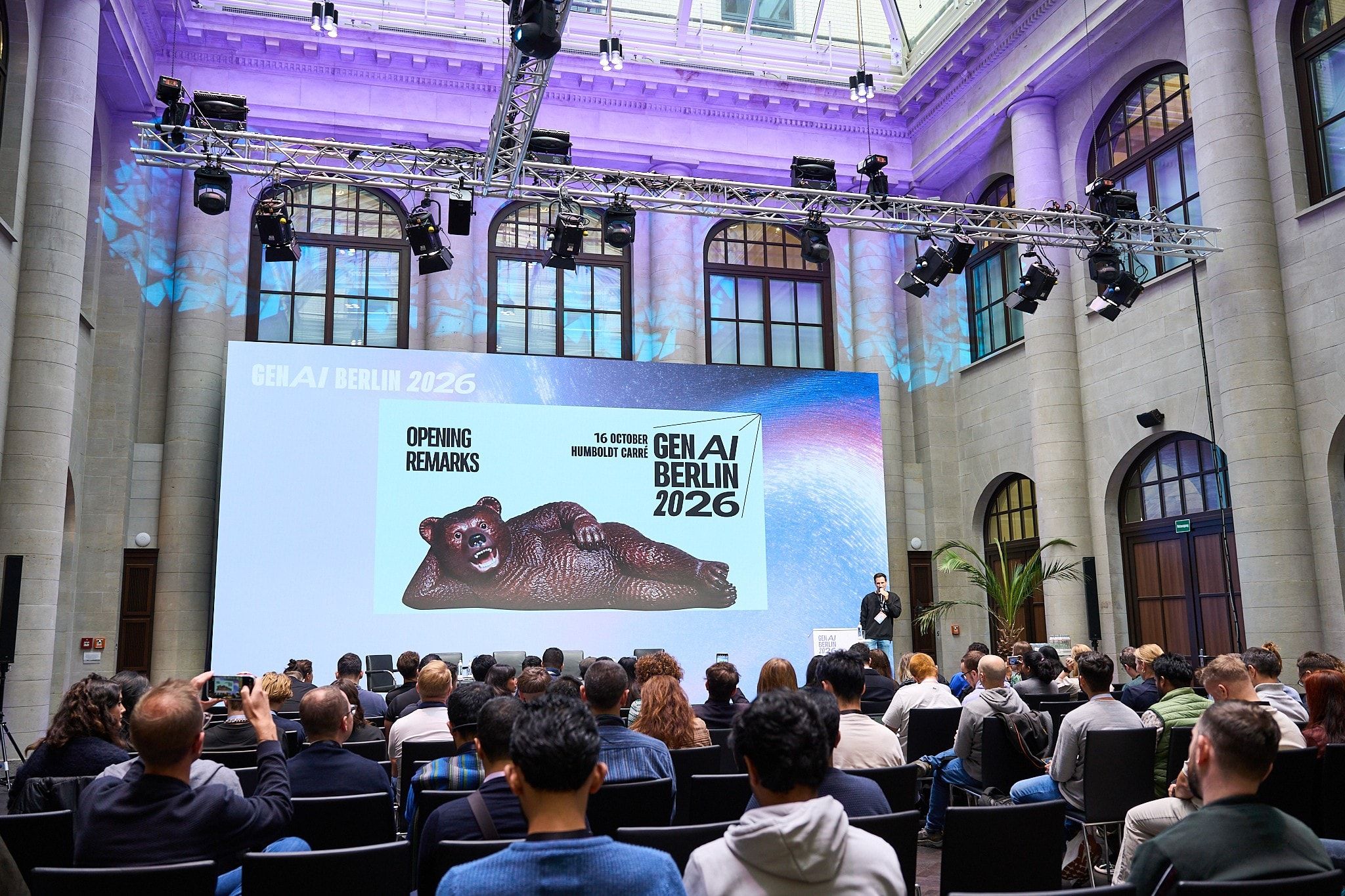 Audience filling the Humboldt Carré hall for the opening remarks of GenAI Berlin 2026